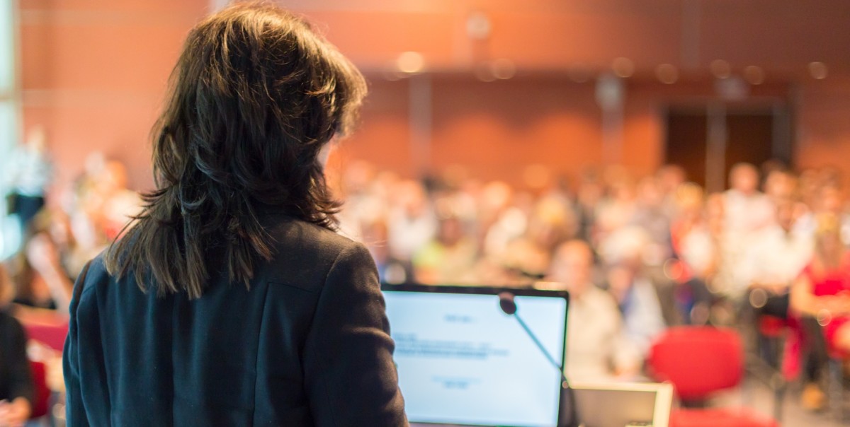 speaking at event